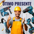 [MÊS DOS PAIS] Kit de ferramentas 4 em 1 Furadeira, Chave de fenda/Chave de impacto/Amolador/Martelo 2 baterias de 21 V Caixa